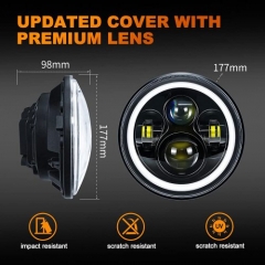 7 Inch LED Headlights RGB Round Halo Ring Angel Eyes Multicolor DRL High Low Sealed Beam Lights 39W Headlights Bluetooth, Compatible with Jeep Wrangler JK TJ CJ Hummber H1 H2