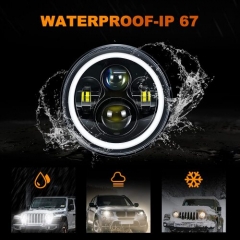 7 Inch LED Headlights RGB Round Halo Ring Angel Eyes Multicolor DRL High Low Sealed Beam Lights 39W Headlights Bluetooth, Compatible with Jeep Wrangler JK TJ CJ Hummber H1 H2