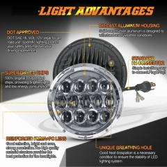 105W 7 Inch Round LED Headlight with White/amber Turn Signal DRL for Wrangler Jk TjSignal High Low Sealed Beam Headlamps, Compatible with Jeep Wrangler JK TJ CJ Hummer H1 H2