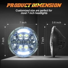 105W 7 Inch Round LED Headlight with White/amber Turn Signal DRL for Wrangler Jk TjSignal High Low Sealed Beam Headlamps, Compatible with Jeep Wrangler JK TJ CJ Hummer H1 H2