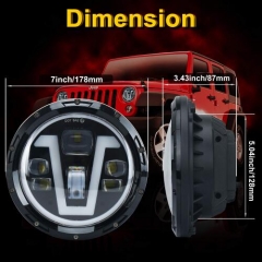 LED Headlights 7 inch with Halo Ring Amber Turn Signal Lights V Type White DRL Hi Lo Beam for Jeep Wrangler JK TJ LJ CJ Black