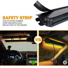 Amber LED Aluminum Strobe Light Bar, Front Windshield Dash Deck Hazard Warning Flashing Traffic Caution Lights w/ Suction Cups, for Emergency Construction Vehicles POV Trucks EMS Snowplow
