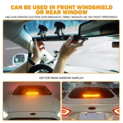 Amber LED Aluminum Strobe Light Bar, Front Windshield Dash Deck Hazard Warning Flashing Traffic Caution Lights w/ Suction Cups, for Emergency Construction Vehicles POV Trucks EMS Snowplow