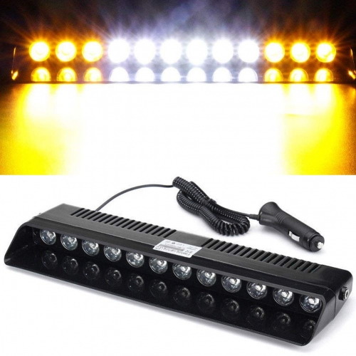 LED Emergency Strobe Light XTAUTO 12V Windshield Dash Dashboard Interior Flash Roof Hazard Warning Light Bar for Car Truck Vehicle w/Suction Cups Amber White White Amber