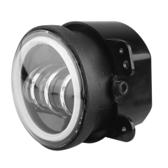 White Halo Ring 4 Inch Fog Light for Jeep Wrangler JK Round Auto LED Driving Lamp Passing Light with White Angel Eyes