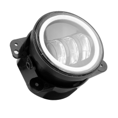White Halo Ring 4 Inch Fog Light for Jeep Wrangler JK Round Auto LED Driving Lamp Passing Light with White Angel Eyes