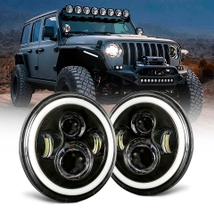 Jeep wrangler headlight, Dot Approved Hi/Lo Beam with White DRL/Amber Turn Signal Angel Eyes Compatible with 2007-2017 Jeep Wrangler 7 Inch Halo headlights JK JKU LJ TJ CJ