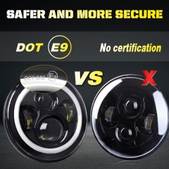 Led Headlight 7 Inch Round Bright Hola High Low Beam Blue and Amber DRL Angle Eyes Compatible with Jeep Wrangler JK TJ LJ CJ Hummber H1 H2
