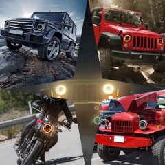 Led Headlight 7 Inch Round Bright Hola High Low Beam Blue and Amber DRL Angle Eyes Compatible with Jeep Wrangler JK TJ LJ CJ Hummber H1 H2