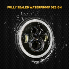 Jeep wrangler headlight, Dot Approved Hi/Lo Beam with White DRL/Amber Turn Signal Angel Eyes Compatible with 2007-2017 Jeep Wrangler 7 Inch Halo headlights JK JKU LJ TJ CJ