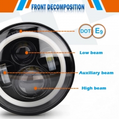 4 7 9 Inch LED Headlight 80W H4 High/Low Beam Angle Eye Auto LED Driving Light For Off-Road, Jeep, Harley 12V-80v For Wrangler