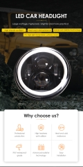 Made In China Hi/Low Beam 7 Inch 65W Round Shape Angel Eye Car Led Driving Headlights For Wrangler