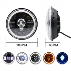 Auto Lighting System RGB Car Lights Led Headlamp Skull Motorcycle Projector Round 7 inch RGB 7inch LED Headlight for Wrangler JK