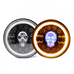 Auto Lighting System RGB Car Lights Led Headlamp Skull Motorcycle Projector Round 7 inch RGB 7inch LED Headlight for Wrangler JK