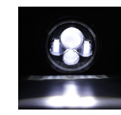 Car Motorcycle led h4 headlight 7 inch high low beam drl turn signal light white yellow round shape with halo ring universal