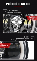 Auto Lighting System RGB Car Lights Led Headlamp Skull Motorcycle Projector Round 7 inch RGB 7inch LED Headlight for Wrangler JK