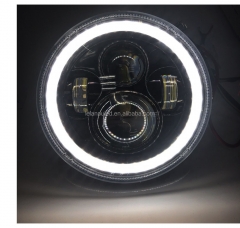 Car Motorcycle led h4 headlight 7 inch high low beam drl turn signal light white yellow round shape with halo ring universal