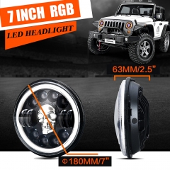 Waterproof 7 Inch RGB LED Headlight with angel eye for JK LED headlight