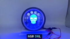 Auto Lighting System RGB Car Lights Led Headlamp Skull Motorcycle Projector Round 7 inch RGB 7inch LED Headlight for Wrangler JK