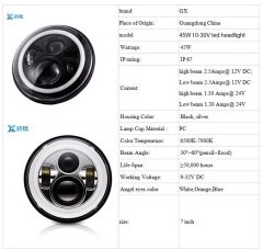 7 Inch 45W H4 LED Headlights With Angle Eyes For Lada 4x4 Urban Niva defend 90/110 Defender