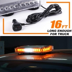 17 Inch 32 LED Roof Top Strobe Lights, Emergency Hazard Warning Safety Flashing Strobe Light Bar for Truck, Snow Plow, Construction Vehicles, With Strong Magnet Base, 12-24V