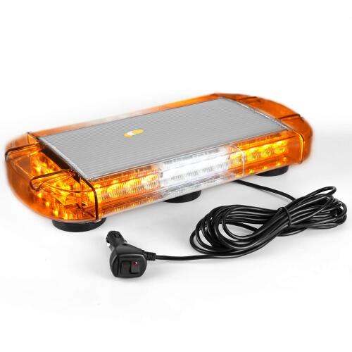 17 Inch 32 LED Roof Top Strobe Lights, Emergency Hazard Warning Safety Flashing Strobe Light Bar for Truck, Snow Plow, Construction Vehicles, With Strong Magnet Base, 12-24V