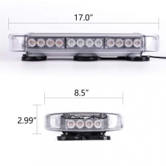 17 Inch 32 LED Roof Top Strobe Lights, Emergency Hazard Warning Safety Flashing Strobe Light Bar for Truck, Snow Plow, Construction Vehicles, With Strong Magnet Base, 12-24V