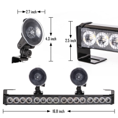 2 in 1 Emergency Strobe Light Bar 21 Flash Patterns Traffic Advisor Warning Hazard Windshield Safety Lights Bar with Cigar Lighter for Police Vehicles, Truck (2×16.8 inch, 32 Led)
