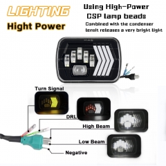 Self-contained lens super bright car LED headlight square light