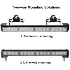 2x16.8 inch Emergency Flashing LED Traffic Advisor Strobe Light Bar 32LED 26 Flash Patterns Interior Safety Warning Lights (Amber/White)