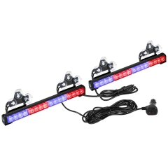 2x16.8 inch Emergency Flashing LED Traffic Advisor Strobe Light Bar 32LED 26 Flash Patterns Interior Safety Warning Lights (Amber/White)