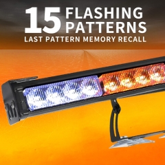 30” Traffic Advisor Light Bar 24 Led Warning Emergency Strobe Light Bar 15 Flash Patterns Directional Flashing Led Safety Lights with Cigar Lighter(Amber/White)