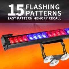 Traffic Advisor Light Bar 24 Led Warning Emergency Strobe Light Bar 15 Flash Patterns Directional Flashing Led Safety Lights with Cigar Lighter