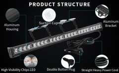 Traffic Advisor Light Bar 24 Led Warning Emergency Strobe Light Bar 15 Flash Patterns Directional Flashing Led Safety Lights with Cigar Lighter