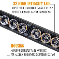 Amber/White 2 in 1 Emergency Strobe Light Bar 21 Flash Patterns Traffic Advisor Warning Hazard Windshield Safety Lights Bar with Cigar Lighter for Police Vehicles, Truck (2×16.8 inch, 32 Led)
