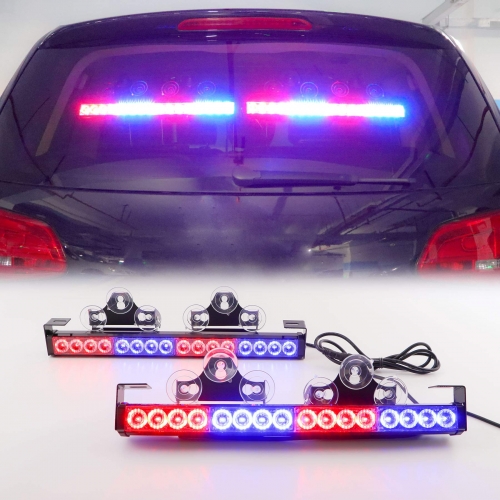 2 in 1 Emergency Strobe Light Bar 21 Flash Patterns Traffic Advisor Warning Hazard Windshield Safety Lights Bar with Cigar Lighter for Police Vehicles, Truck (2×16.8 inch, 32 Led)