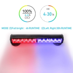 Blue/Red Wireless Traffic Advisor Emergency Lights Bar Beacon Led Strobe Warning Light Mini Roof Top Plow Hazard Flash 12 Volt with Magnetic Base Mount and Rechargeable Plug (Blue/Red, 12 LEDs)