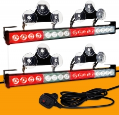 2 in 1 32 Inch LED Emergency Strobe Lights for Trucks Vehicle Car Directional Warning Bar Flash Traffic Advisor Safety for Rear Window Wiring Kit With Cigar Lighter Interior Installing(White Amber)