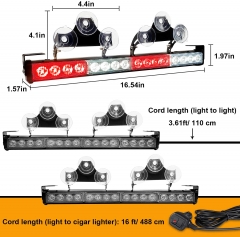 2 in 1 32 Inch LED Emergency Strobe Lights for Trucks Vehicle Car Directional Warning Bar Flash Traffic Advisor Safety for Rear Window Wiring Kit With Cigar Lighter Interior Installing(White Amber)