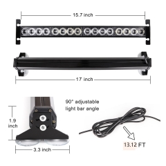 2 in 1 Police Strobe Lights Bar for Vehicles Trucks 23 Flash Patterns 17inch 32 LEDs Emergency Hazard Warning Light with Cigar Lighter 2 Install Methods