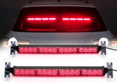 2 in 1 LED Emergency Strobe Light Bar w/ Digital Display Controller Windshield Traffic Advisor Visor Safety Warning Hazard Flashing Lights for Firefighter Police Trucks Vehicles (Red/Blue)
