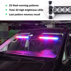 2 in 1 Police Strobe Lights Bar for Vehicles Trucks 23 Flash Patterns 17inch 32 LEDs Emergency Hazard Warning Light with Cigar Lighter 2 Install Methods