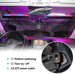 2 in 1 Police Strobe Lights Bar for Vehicles Trucks 23 Flash Patterns 17inch 32 LEDs Emergency Hazard Warning Light with Cigar Lighter 2 Install Methods