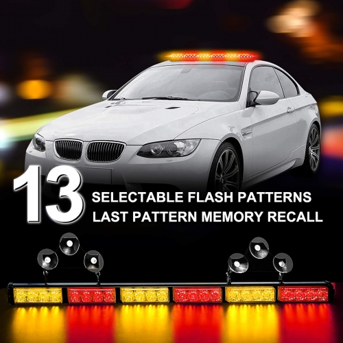 Emergency Strobe Lights For Firefighters Police Fire Vehicles LED Warning Light Bra 6 Block 27 Inch 13 Flash Patterns With Cigar Lighter