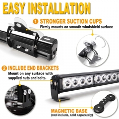 36 LED 35.5'' Red 13 Modes Emergency Warning Traffic Advisor Vehicle LED Strobe Light Bar with Large Suction Cups and Cigarette Lighter