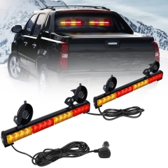 2x16.8 inch 32LED Emergency Flashing Warning Strobe Lights Bar with 4 Vacuum Suction Cups 23 Flash Patterns Interior Safety LED Traffic Advisor Strobe Light for Trucks Vehicles