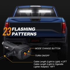2x16.8 inch 32LED Emergency Flashing Warning Strobe Lights Bar with 4 Vacuum Suction Cups 23 Flash Patterns Interior Safety LED Traffic Advisor Strobe Light for Trucks Vehicles