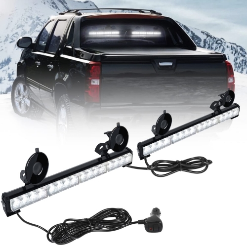 2x16.8 inch 32LED Emergency Flashing Warning Strobe Lights Bar with 4 Vacuum Suction Cups 23 Flash Patterns Interior Safety LED Traffic Advisor Strobe Light for Trucks Vehicles