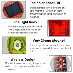 Solar Strobe Warning Light Strong Magnetic Base Flashing Super Bright 360 Degree Wireless Automatically Turn On Waterproof for Construction Traffic Factory (Red)