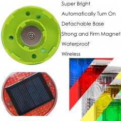 Solar Strobe Warning Light Strong Magnetic Base Flashing Super Bright 360 Degree Wireless Automatically Turn On Waterproof for Construction Traffic Factory (Red)